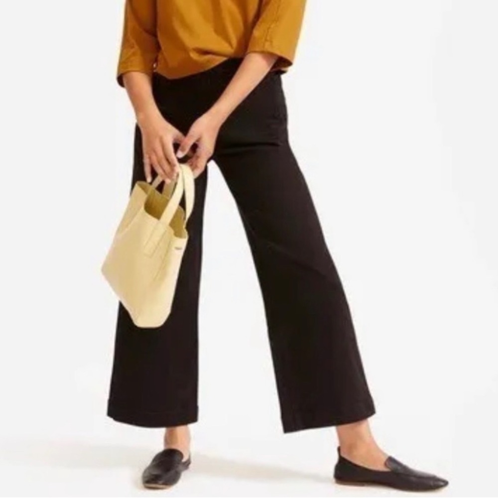 Everlane Wide Leg Cropped High Rise Black Jeans